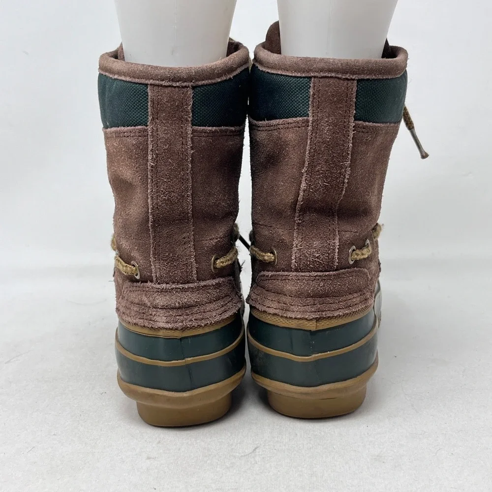 G.H. Bass Bean Mens‎ Duck Boots Brown Suede Waterproof Green Rubber Size 7